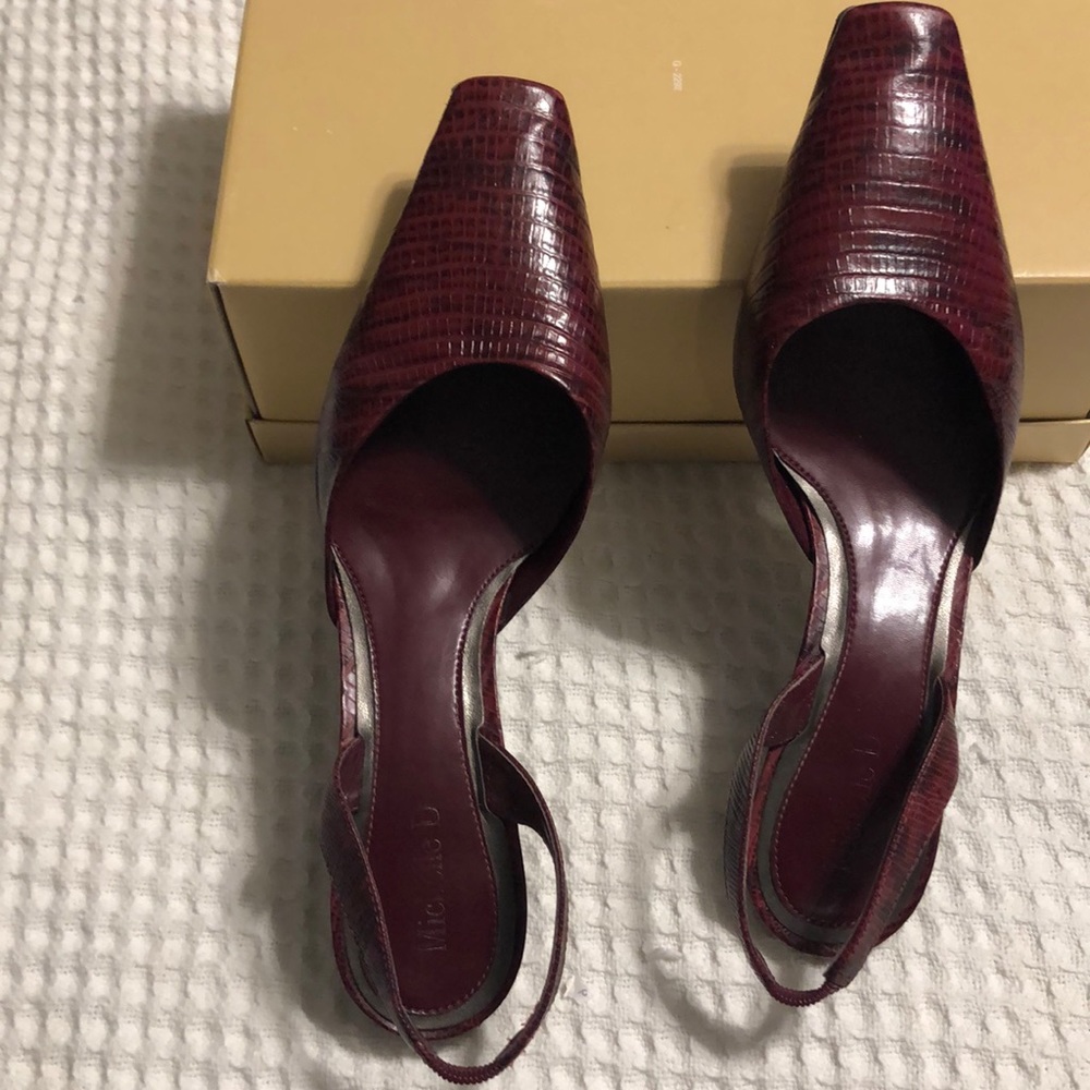 Maroon and Black Sling back sandals